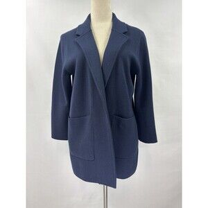 J Crew Sweater Blazer Navy Blue Small Pockets Swacket Swazer Stretch Knit Jacket